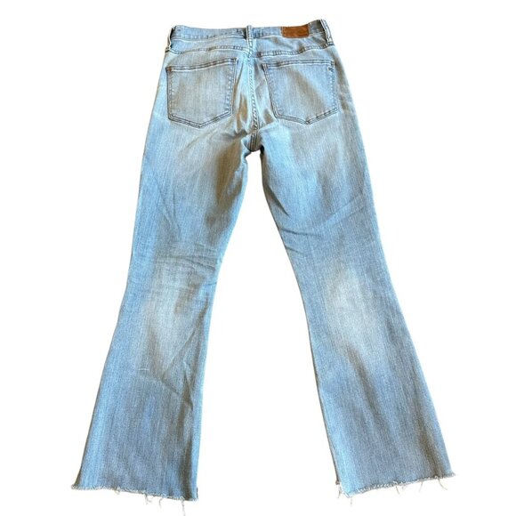 Madewell Cai Demi-Boot Cut Jeans Pants Light Wash High Low Raw Hem Size 26 Women - Picture 6 of 13